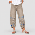 Women's Casual Embroidered Trousers with Pockets in Khaki — view 1