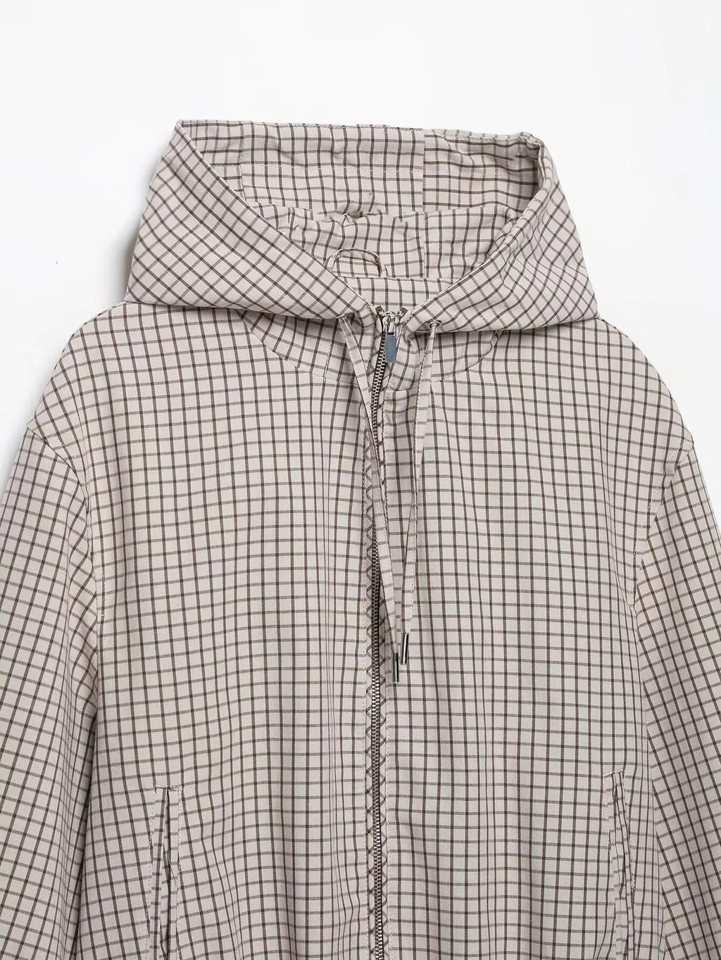 Dilys | Women's Cropped Check Jacket with Hood and Zip