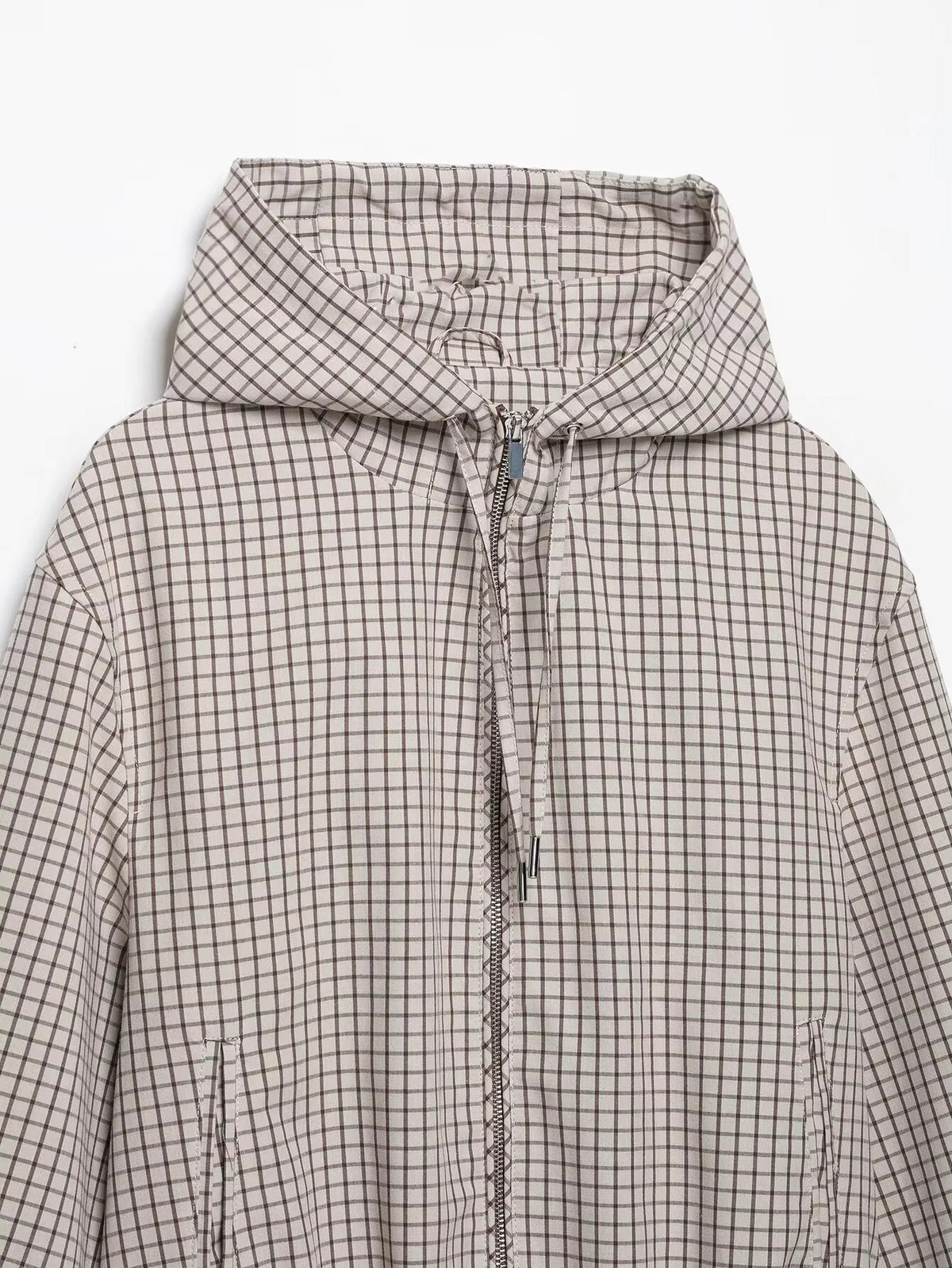 Dilys | Women's Cropped Check Jacket with Hood and Zip