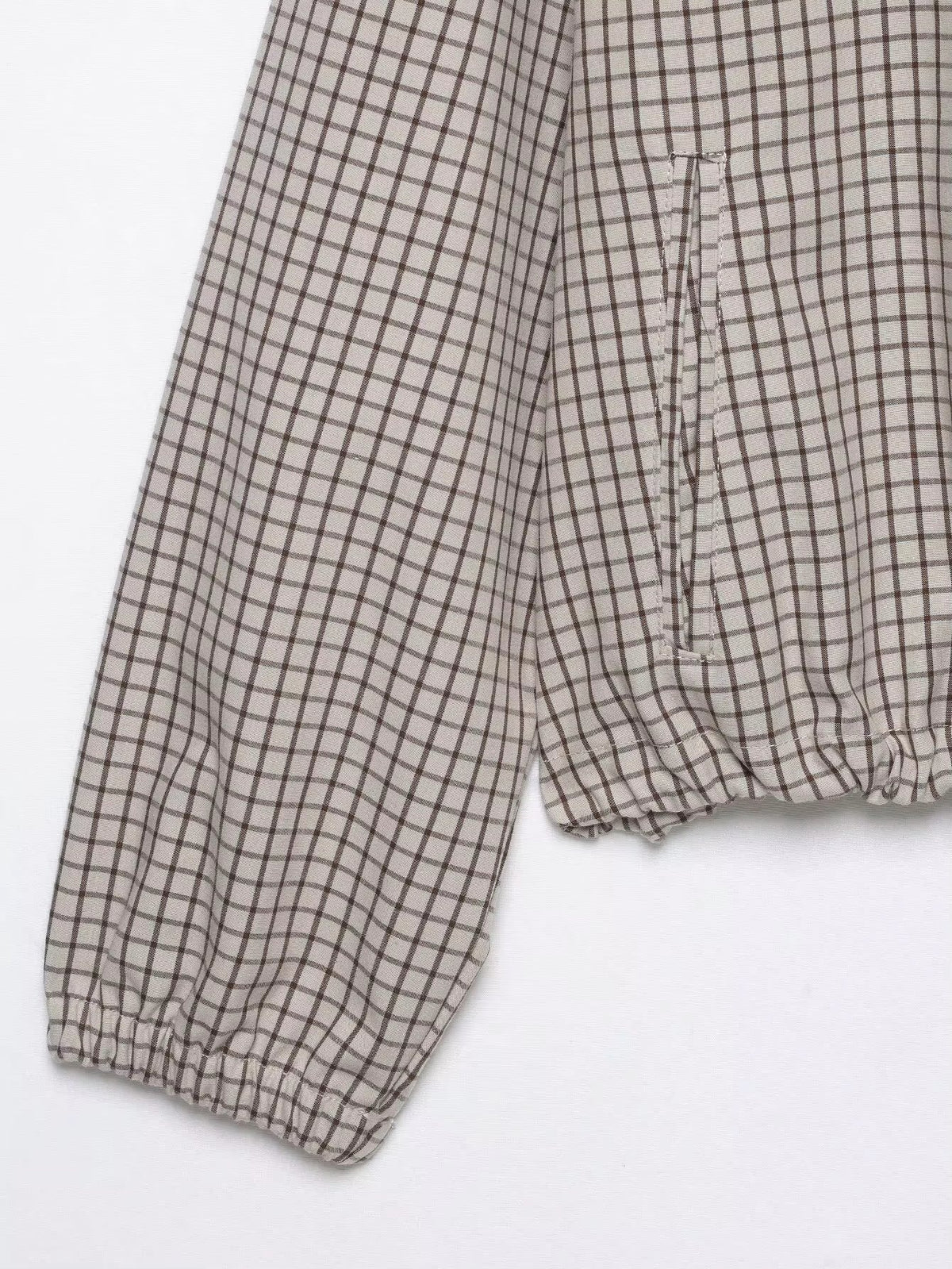 Dilys | Women's Cropped Check Jacket with Hood and Zip
