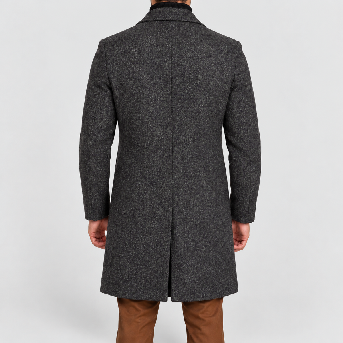 Men's Single-Breasted Overcoat with Notch Lapels — view 3