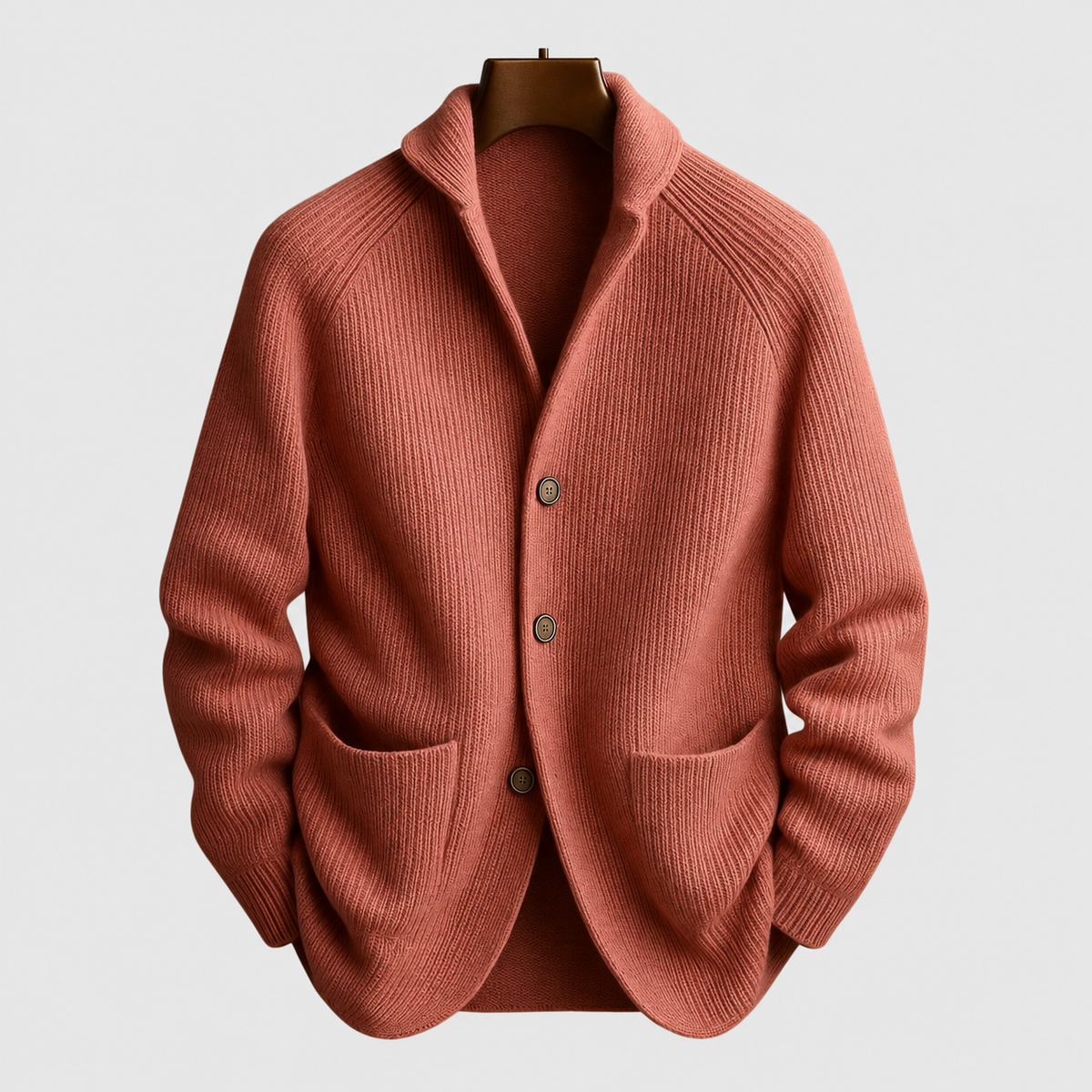 Men's Ribbed Shawl-Collar Cardigan — view 1