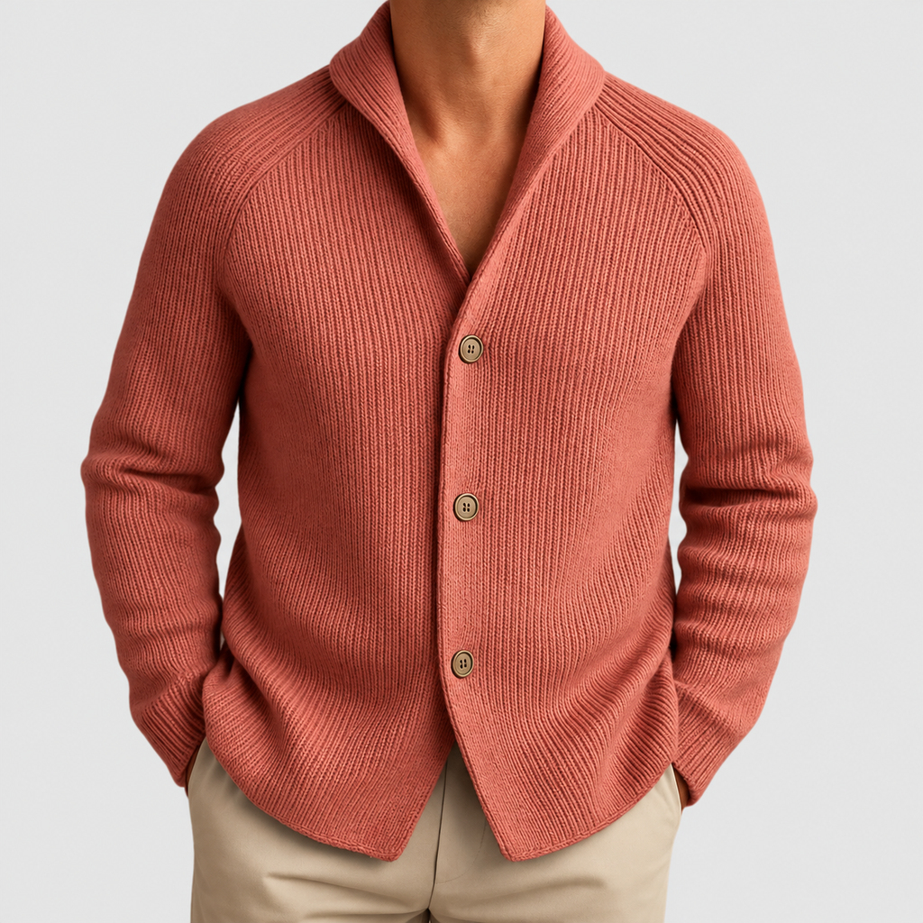 Men's Ribbed Shawl-Collar Cardigan — view 8