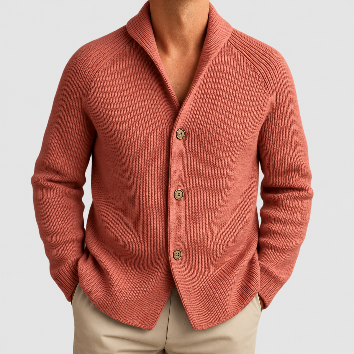 Men's Ribbed Shawl-Collar Cardigan — view 8