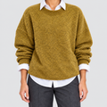 Women's Oversized Crew-Neck Textured Knit Jumper in Khaki — view 1