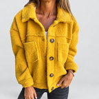 Women's Teddy Button-Front Jacket in Yellow — view 2
