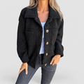 Women's Teddy Button-Front Jacket in Black — view 5