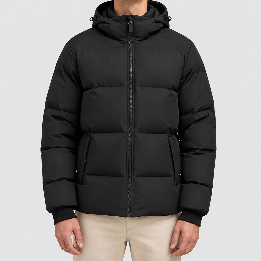 Men's Hooded Zip-Front Puffer Jacket — view 1