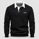 Edgar | Men's Contrast-Collar Long-Sleeve Button-Placket Polo Jumper