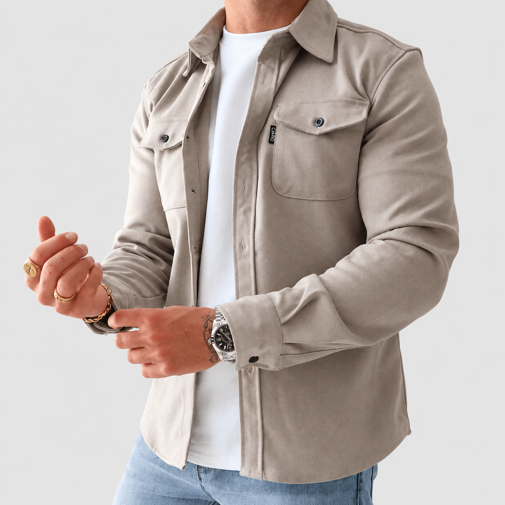 Men's Slim-Fit Overshirt Jacket with Dual Chest Pockets — view 1