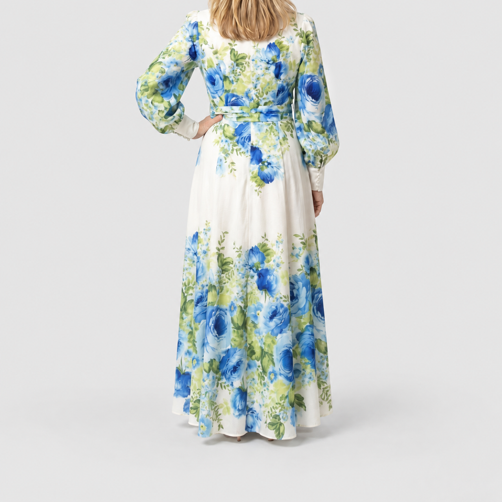 Women's Long-Sleeve Floral Button-Front Maxi Dress — view 2