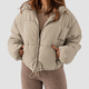 Edwina | Women's Cropped Puffer Jacket with Stand Collar and Drawcord Hem