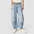 Women's Mid-Rise Barrel-Leg Jeans in Light Blue — view 1