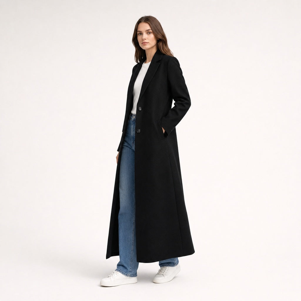 Eirlys | Women's Longline Jacket with Lapels and Flap Pockets