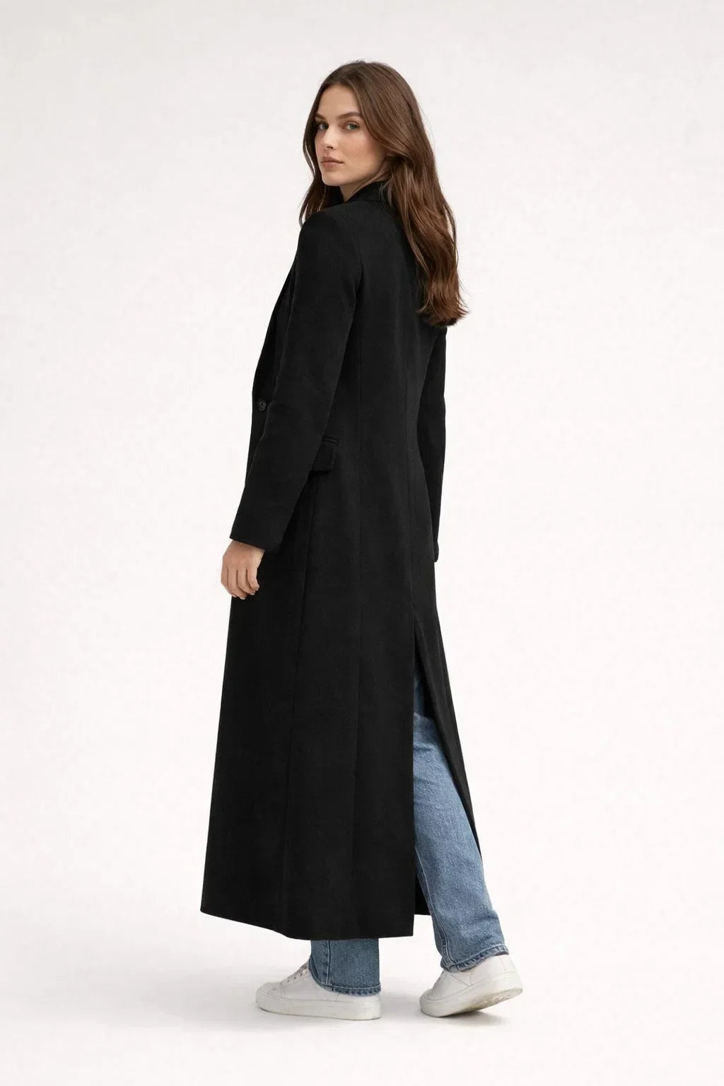 Eirlys | Women's Longline Jacket with Lapels and Flap Pockets