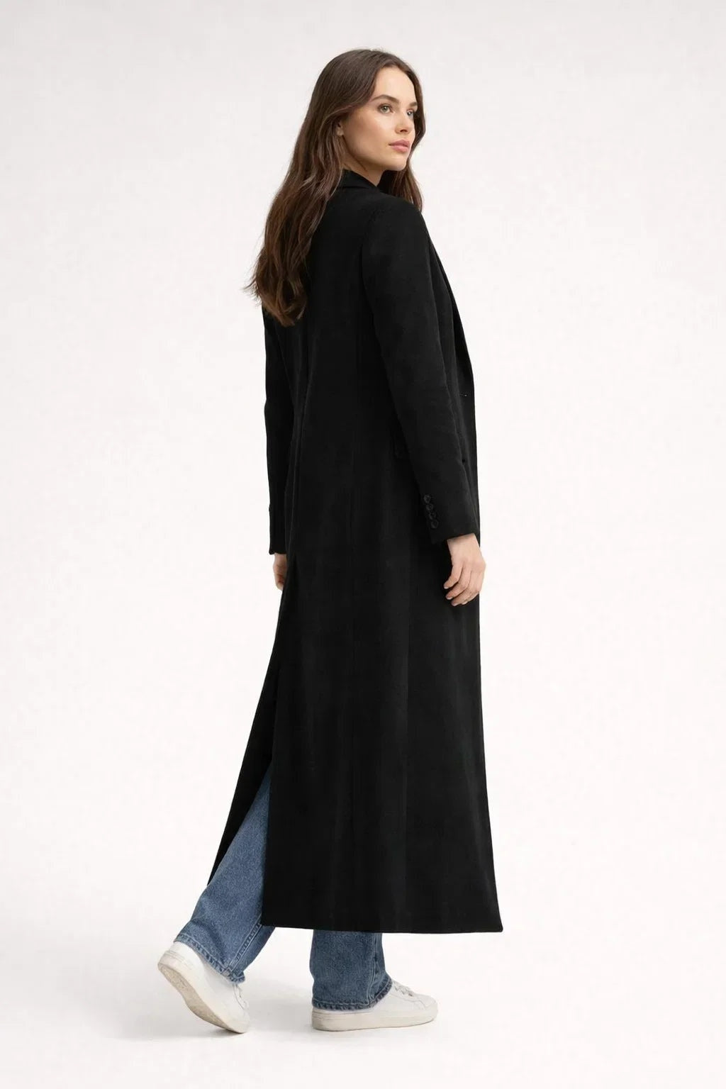 Eirlys | Women's Longline Jacket with Lapels and Flap Pockets