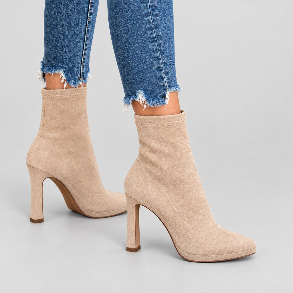 Women's High Block-Heel Faux Suede Ankle Boots — view 2