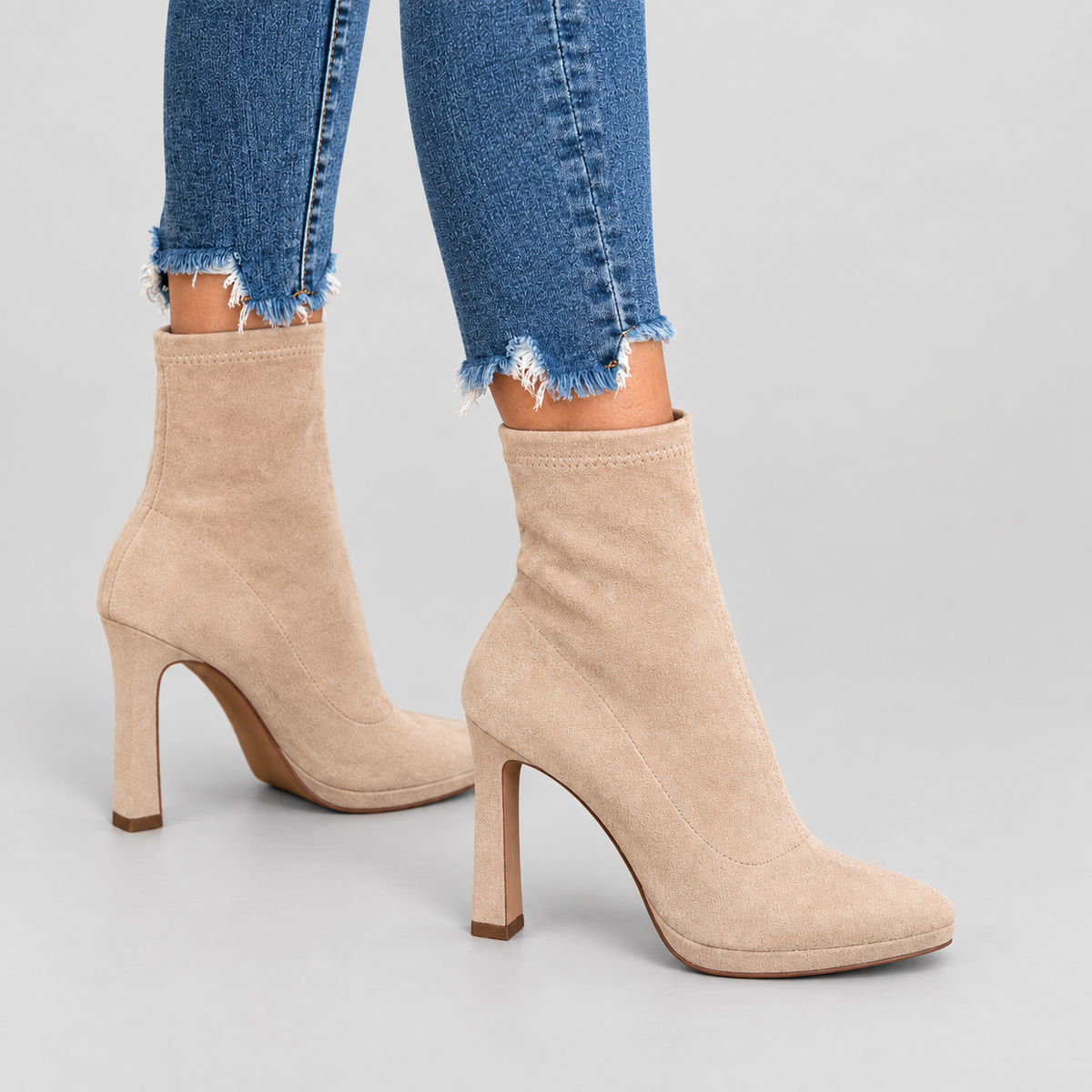 Women's High Block-Heel Faux Suede Ankle Boots — view 2