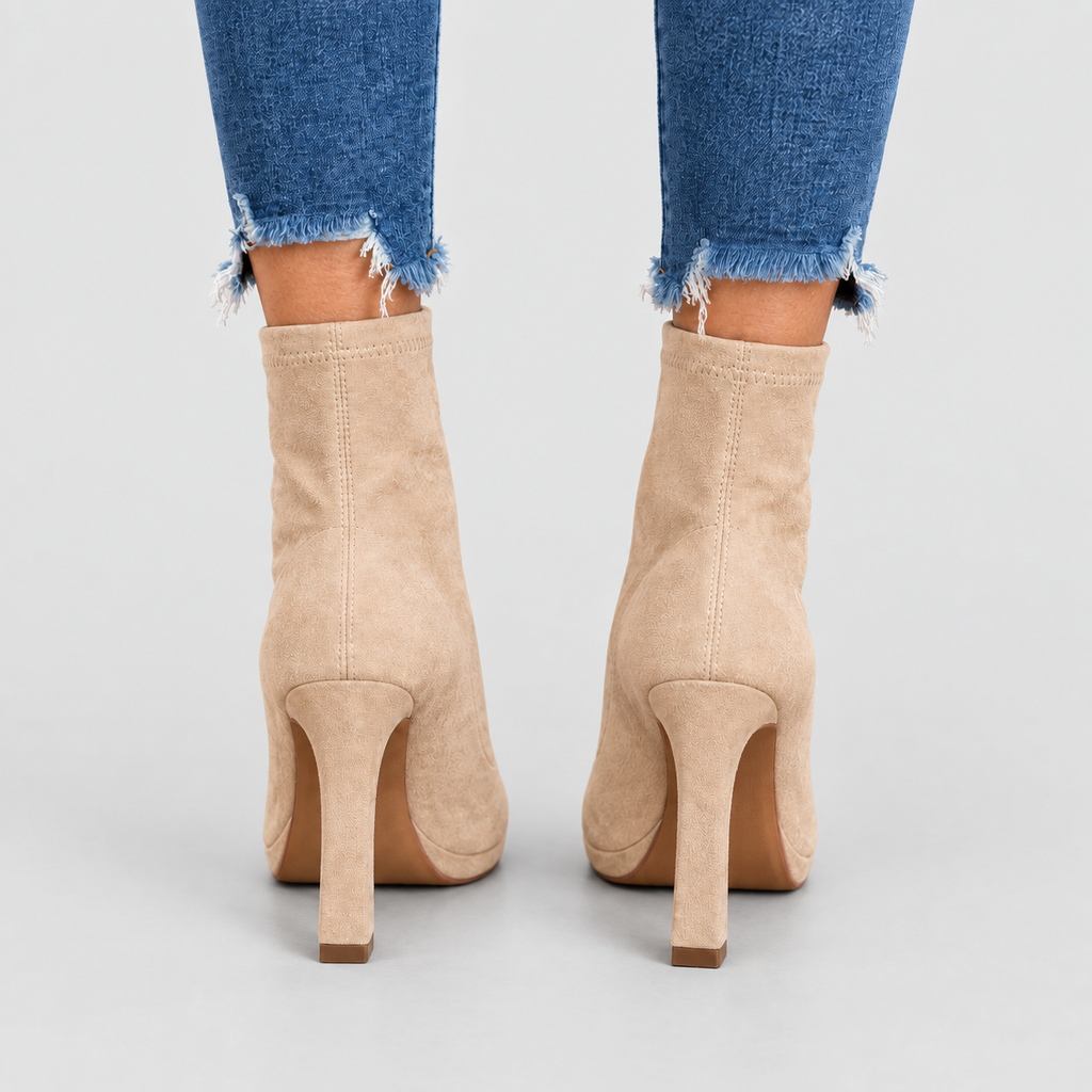 Women's High Block-Heel Faux Suede Ankle Boots — view 3
