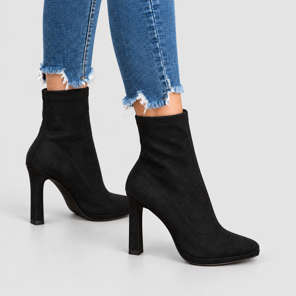 Women's High Block-Heel Faux Suede Ankle Boots — view 5