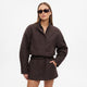 Eleri | Women's Faux Suede Jacket with Zip and Stand Collar