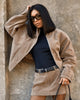 Eleri | Women's Faux Suede Jacket with Zip and Stand Collar
