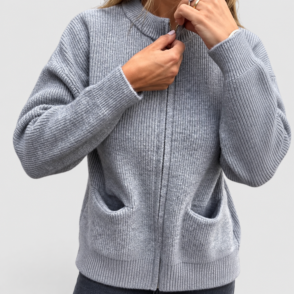 Women's Cotton Knitted Zip Cardigan — view 2