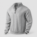 Men's Jacquard Quarter-Zip Jumper in Light Grey — view 8