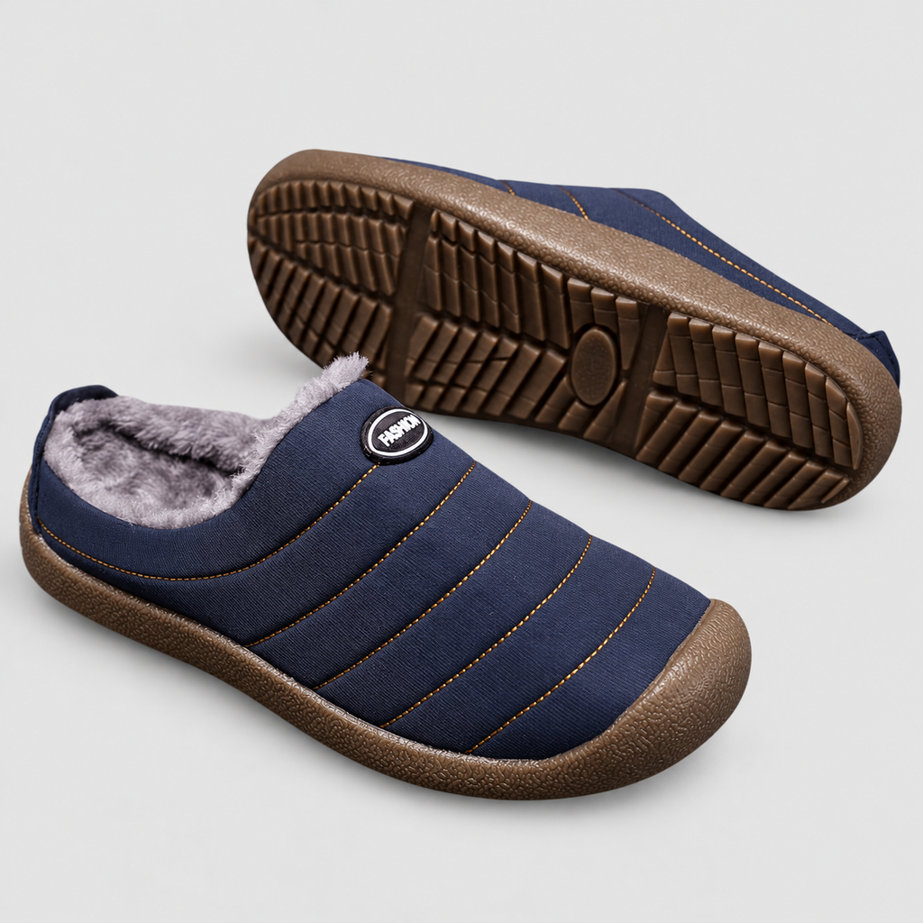 Women's and Men's Fleece-Lined Slip-On Clogs in Dark Blue — view 5