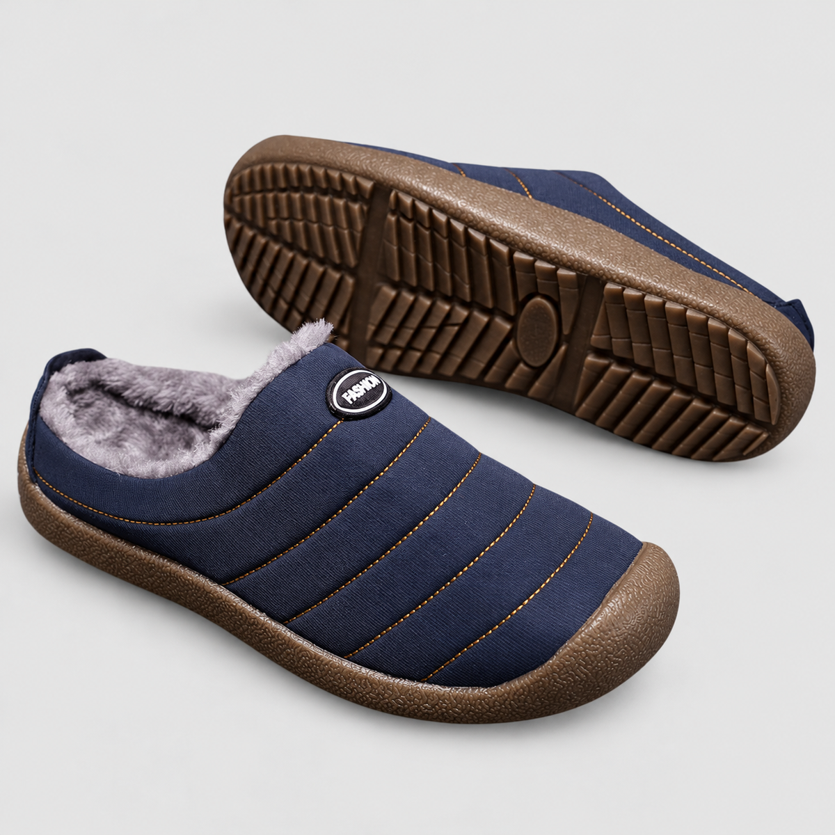 Women's and Men's Fleece-Lined Slip-On Clogs in Dark Blue — view 5