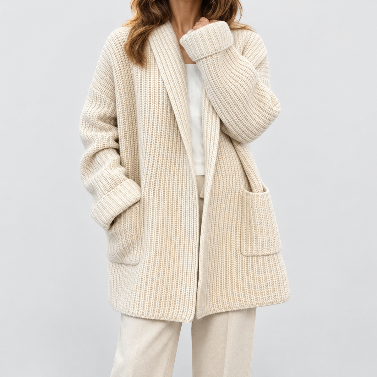 Women's Open-Front Knit Cardigan with Pockets — view 2