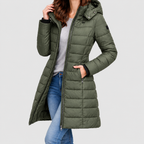 Women's Hooded Zip-Up Quilted Jacket in Green — view 8