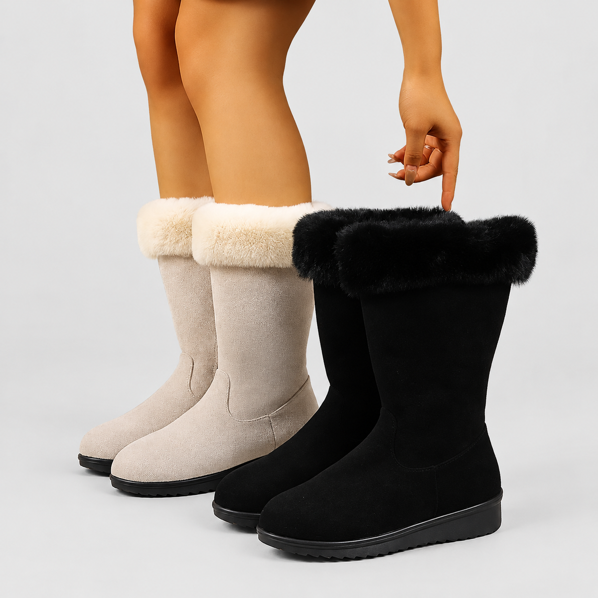 Women's Faux-Fur-Lined Mid-Calf Zip Boots — view 3
