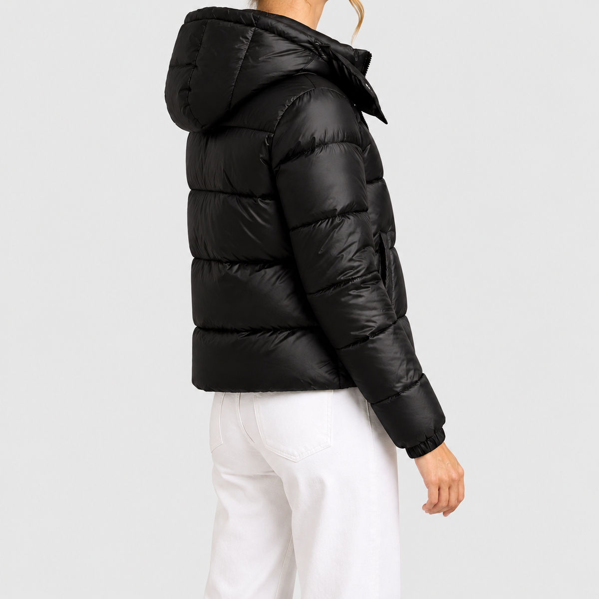 Women's Hooded Puffer Jacket with Glossy Finish — view 4