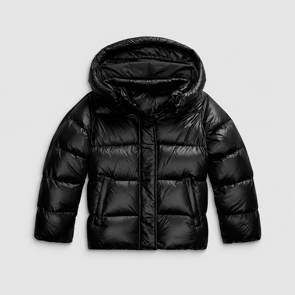 Women's Hooded Puffer Jacket with Glossy Finish — view 7