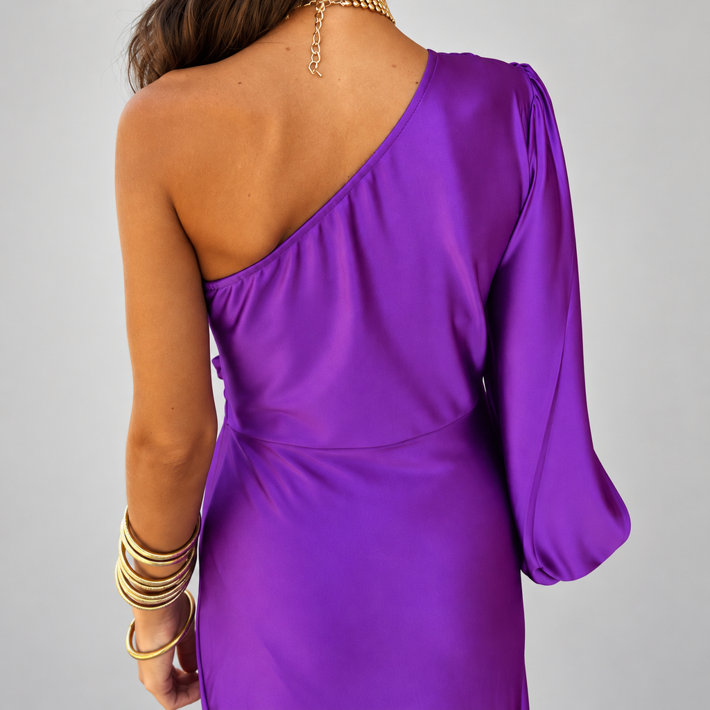 Women's One-Shoulder Twist-Front Maxi Dress with Split Hem — view 6