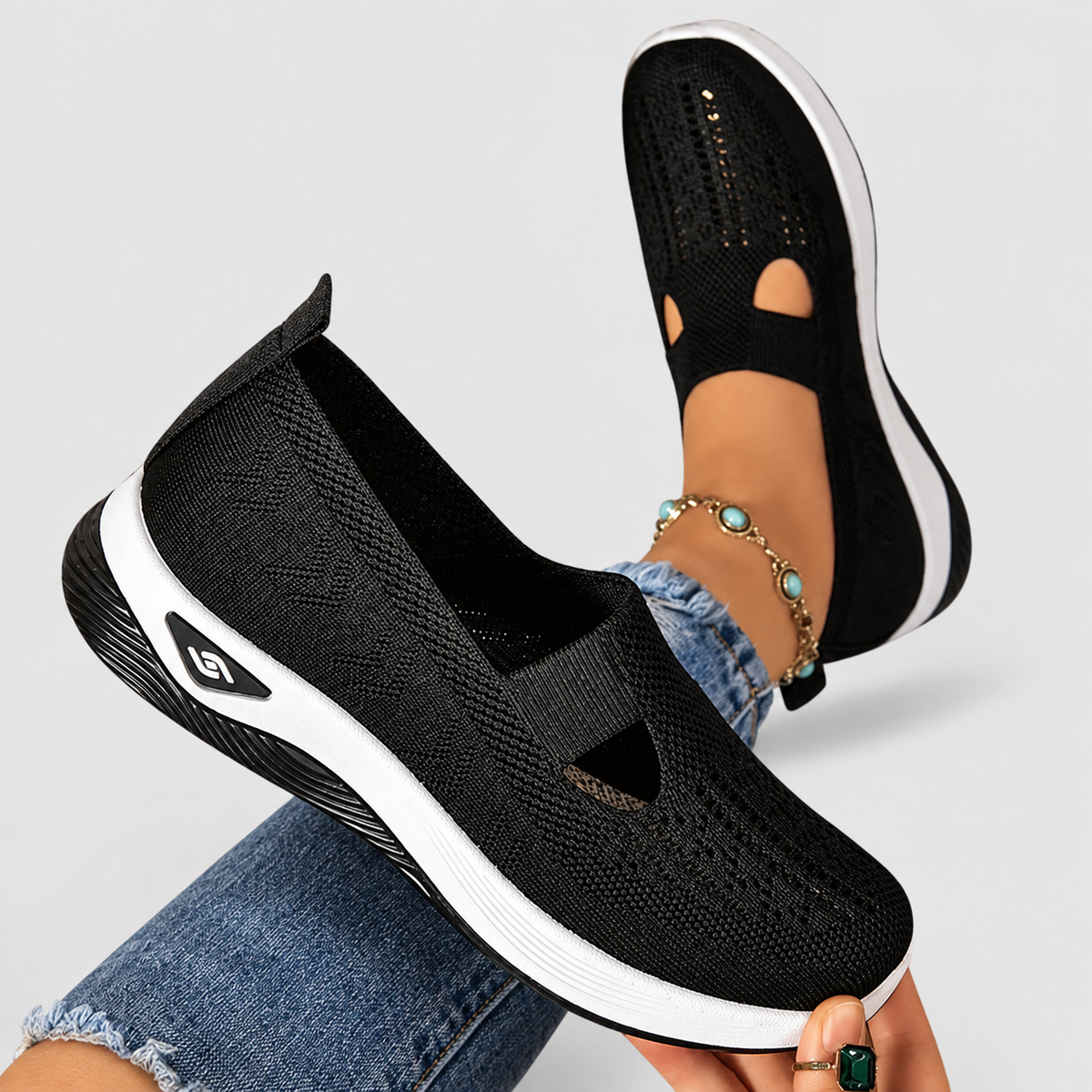Women's Cut-Out Knit Slip-On Shoes — view 5