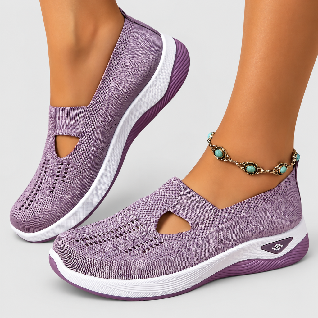 Women's Cut-Out Knit Slip-On Shoes in Lilac — view 9