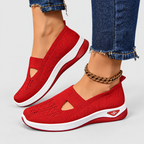 Women's Cut-Out Knit Slip-On Shoes in Red — view 11