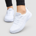 Women's Lace-Up Walking Shoes with Cushioned Sole in White — view 1
