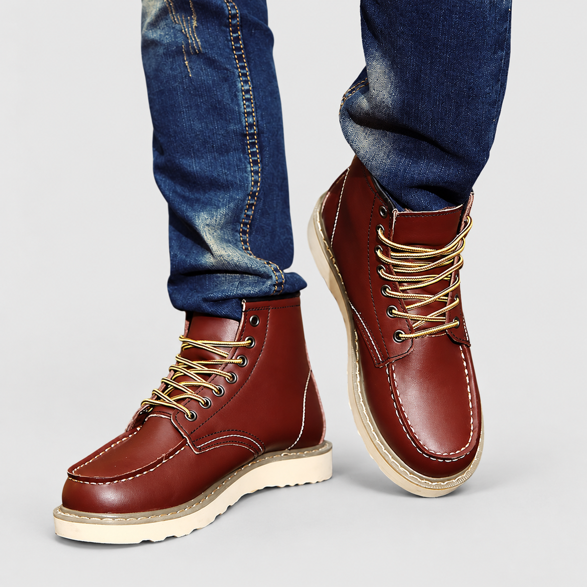 Men's Lace-Up Winter Boots in Dark Brown — view 2