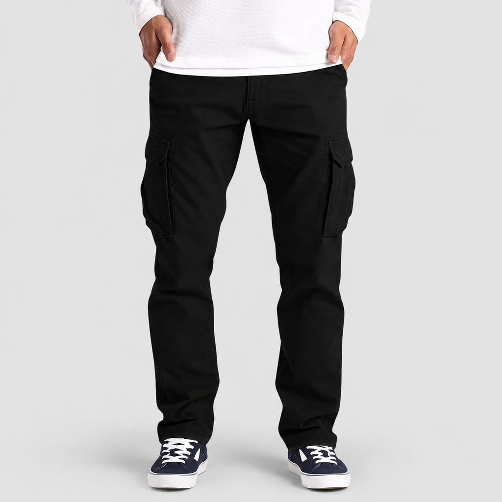 Men's Casual Field Cargo Trousers in Black — view 3