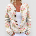 Women's Floral Knit Button-Up Cardigan in Multicolour — view 1