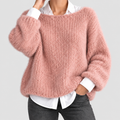 Women's Oversized Chunky Knit Jumper with Balloon Sleeves in Pink — view 1