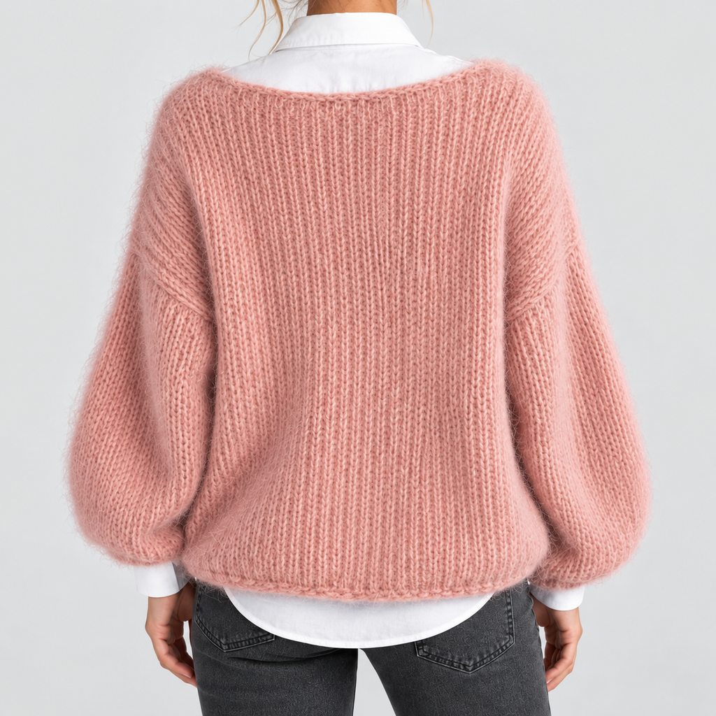 Women's Oversized Chunky Knit Jumper with Balloon Sleeves — view 7