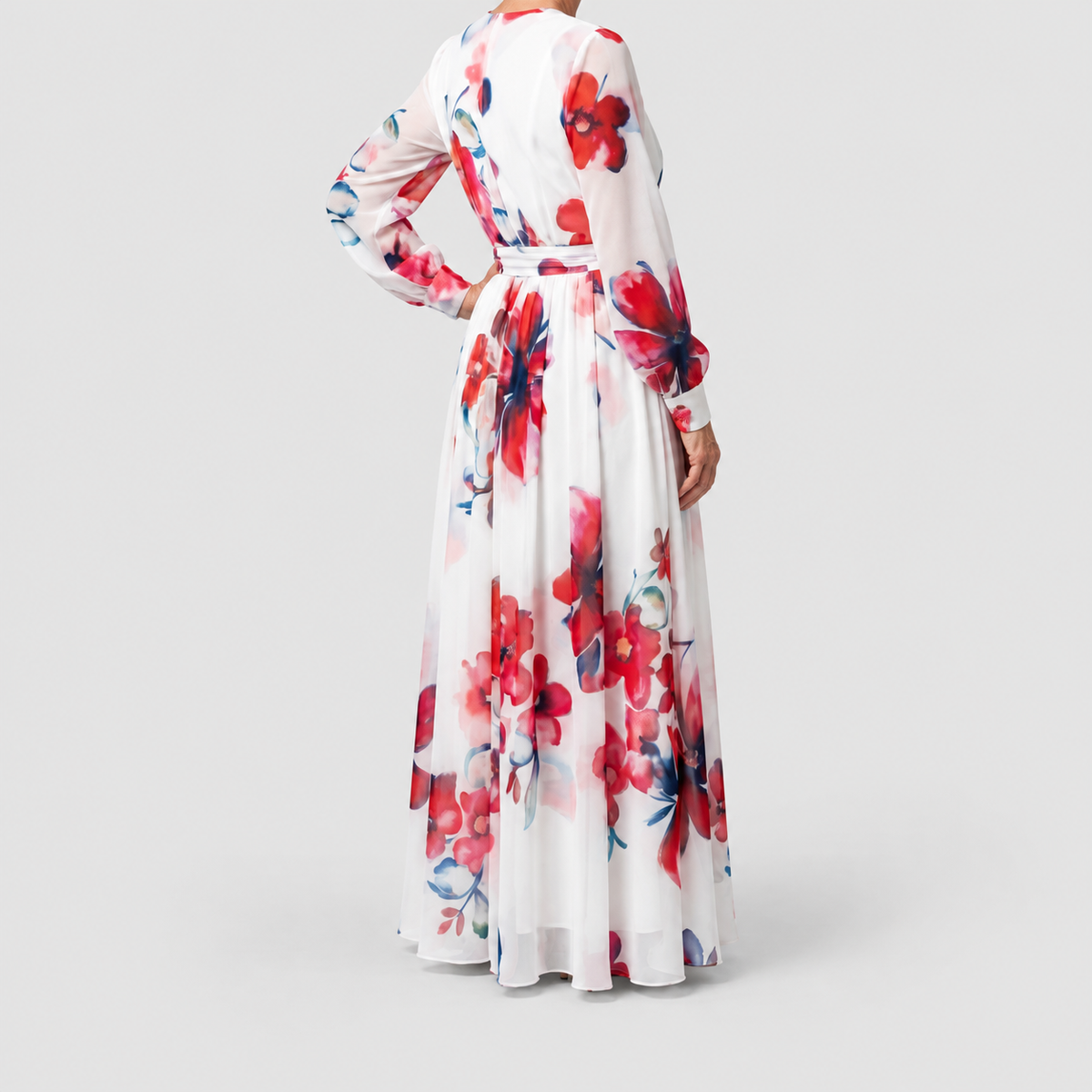 Women's Floral Long-Sleeve Wrap Maxi Dress — view 3