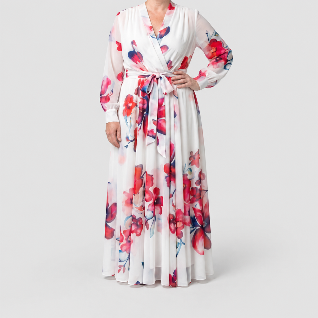 Women's Floral Long-Sleeve Wrap Maxi Dress — view 4