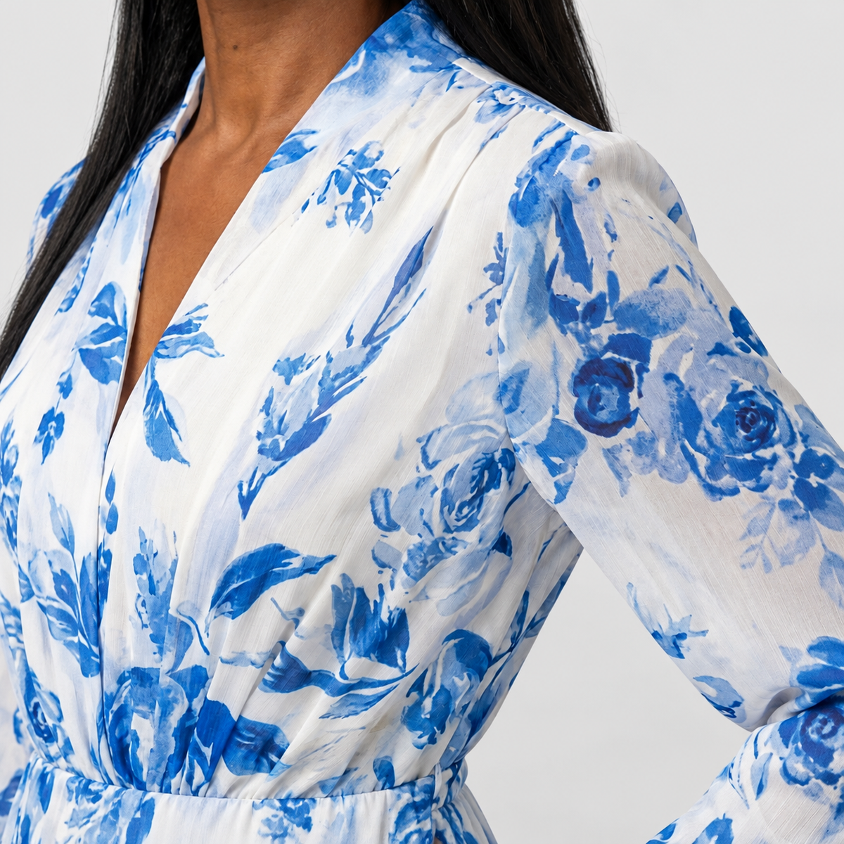 Women's Floral Long-Sleeve Wrap Maxi Dress — view 5