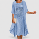 Esther | Women's Printed Midi Dress and Jacket Two-Piece Set with Three-Quarter Sleeves
