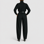 Women's High-Neck Wide-Leg Jumpsuit with Belted Waist — view 2